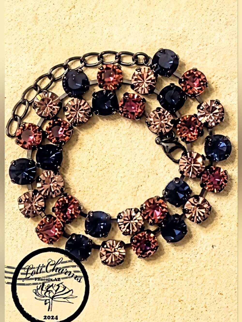 Swarovski  Purple Amethyst and Violet Crystal Necklace on Gunmetal / Hematite